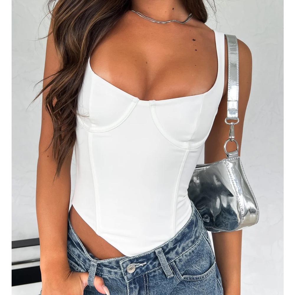 white fox corset top